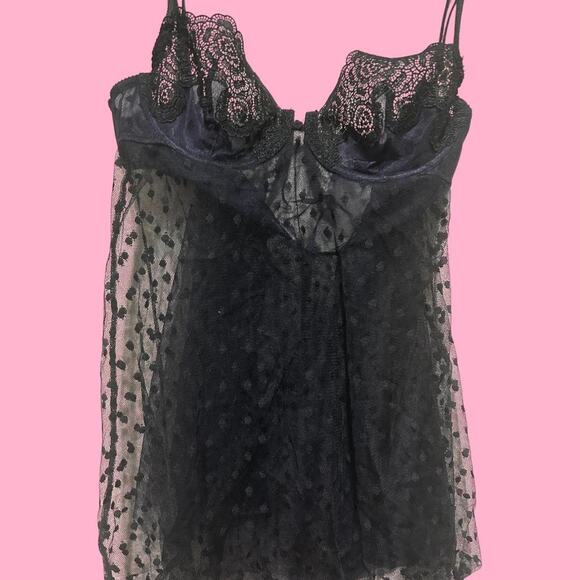 Victoria Secret Very Sexy Navy and Black lace babydoll top lingerie - Picture 1 of 8